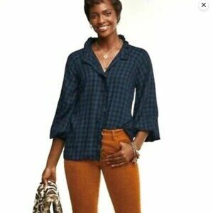 NWT Cabi 3961 Aberdeen Shirt size small Navy/ Black checkered